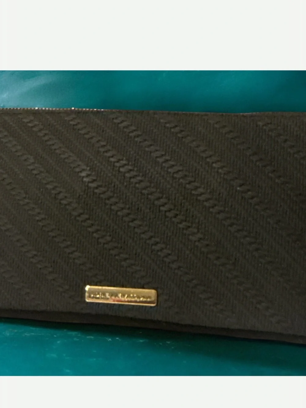 Adrienne Vittadini Black Cosmetic Case with Gold Plaque